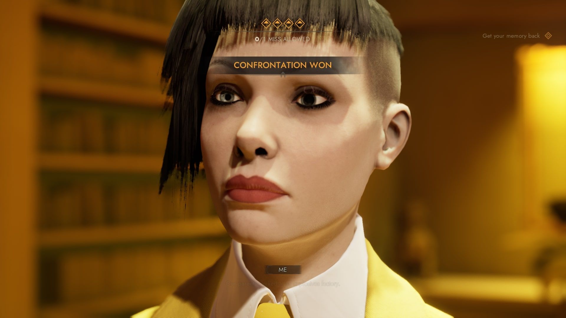Vampire: The Masquerade - Swansong Leysha having a confrontation with Leysha wearing a yellow suit