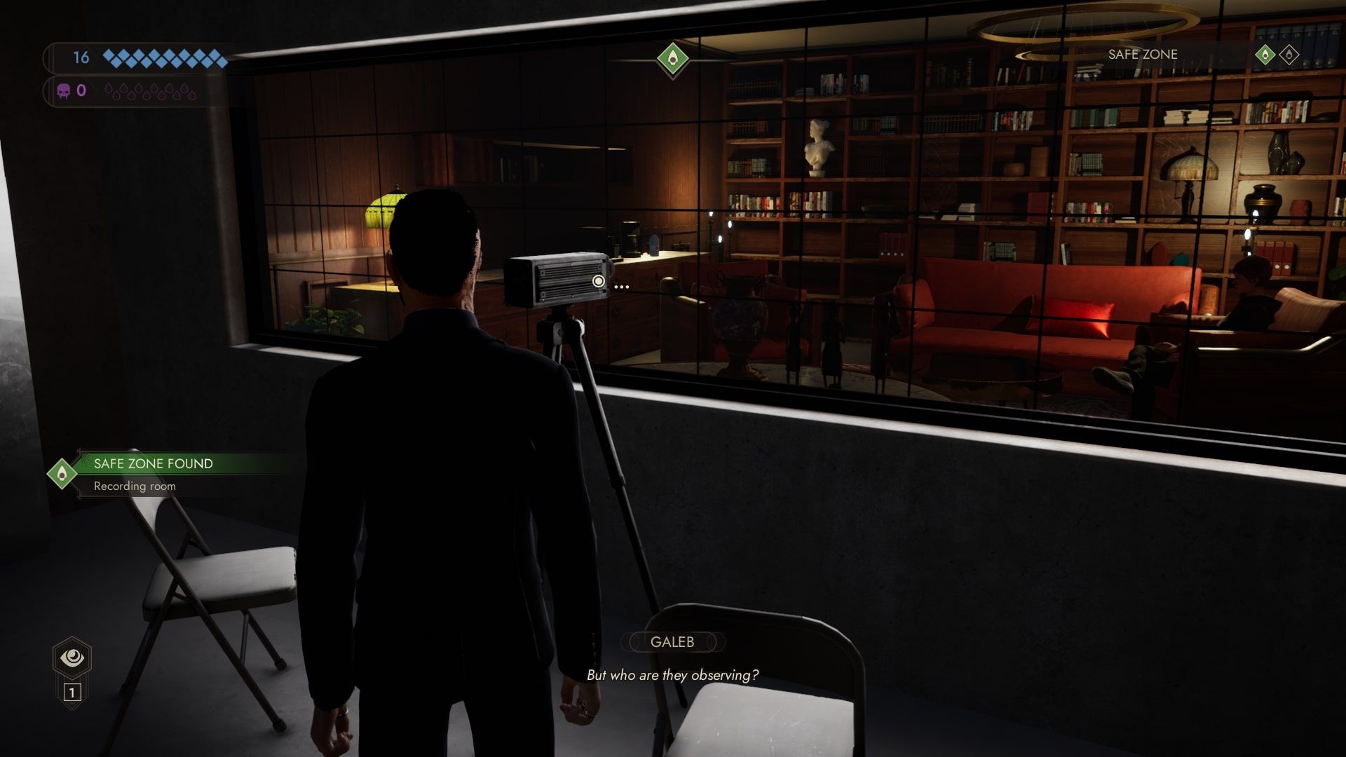 Vampire: The Masquerade - Swansong Galeb retrieving red sd card from camera in observation room