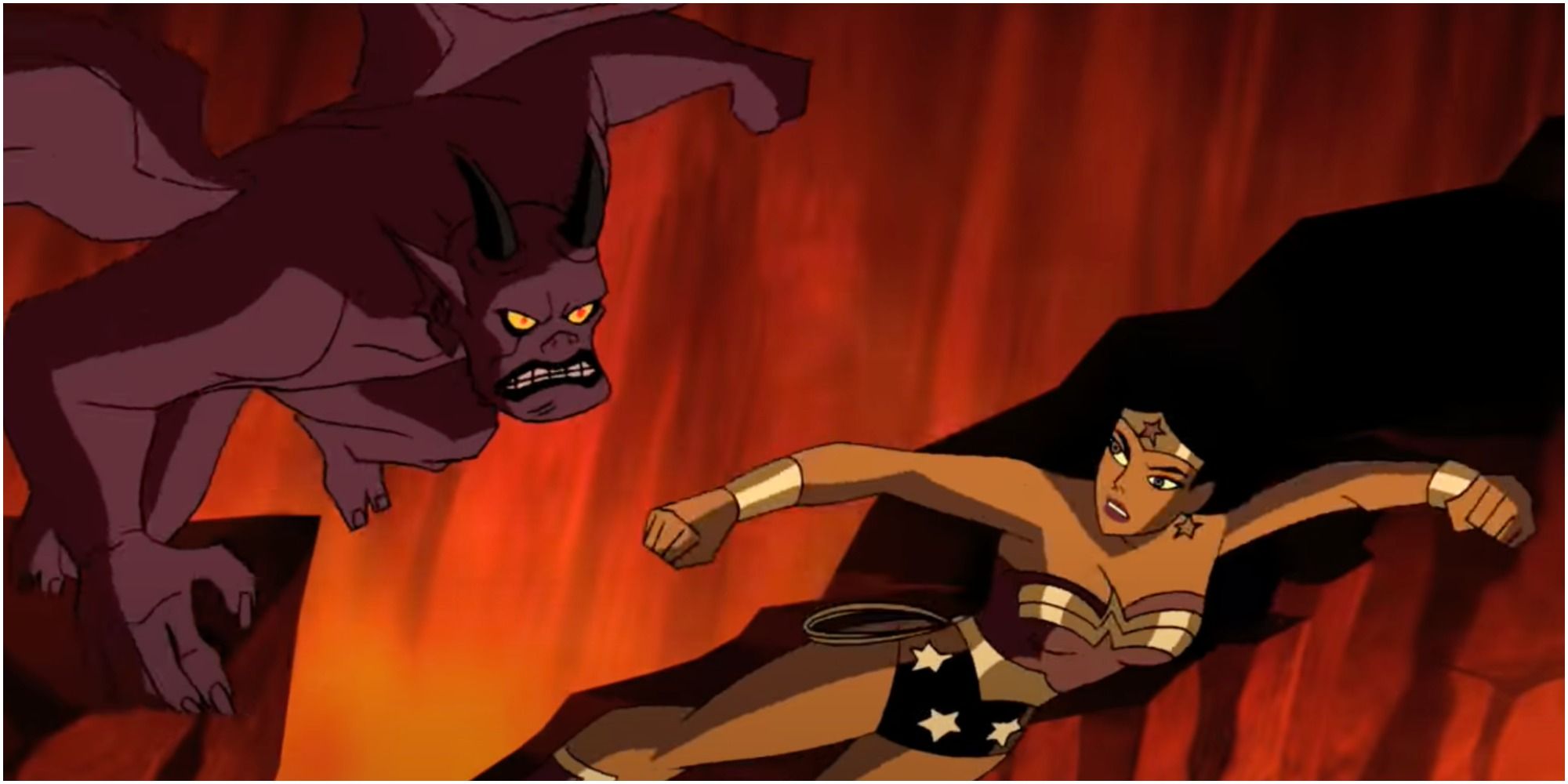 Wonder Woman fighting demon in Tartarus