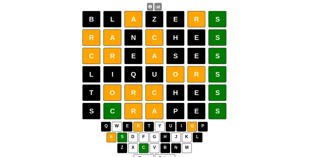 Wordguessr screenshot 7 letter puzzle failed