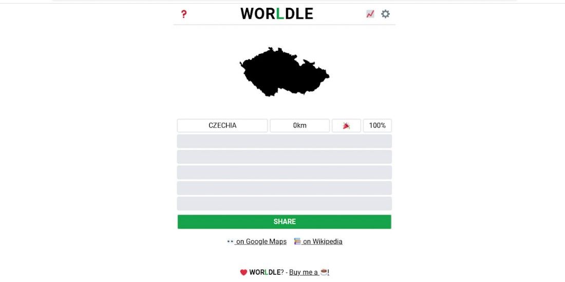 Worldle screenshot czechia