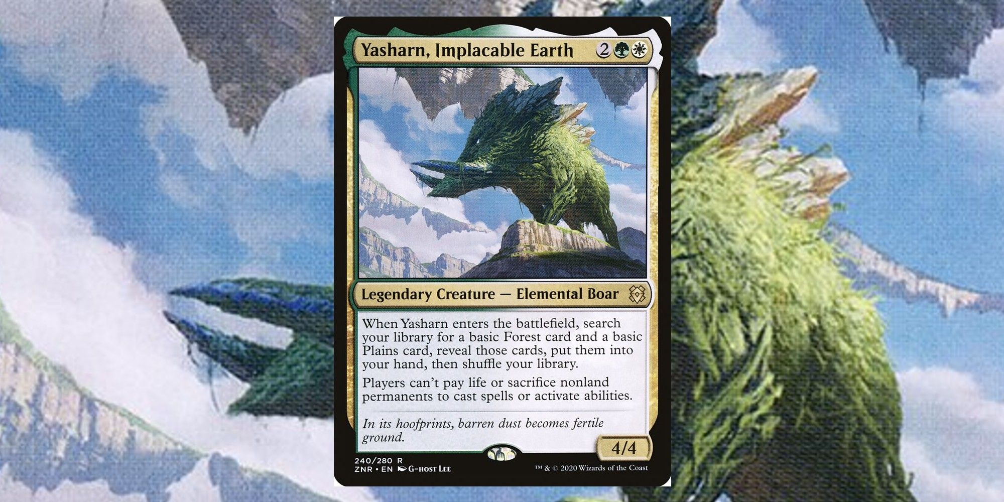 Yasharn, a large beast, standing on a cliff