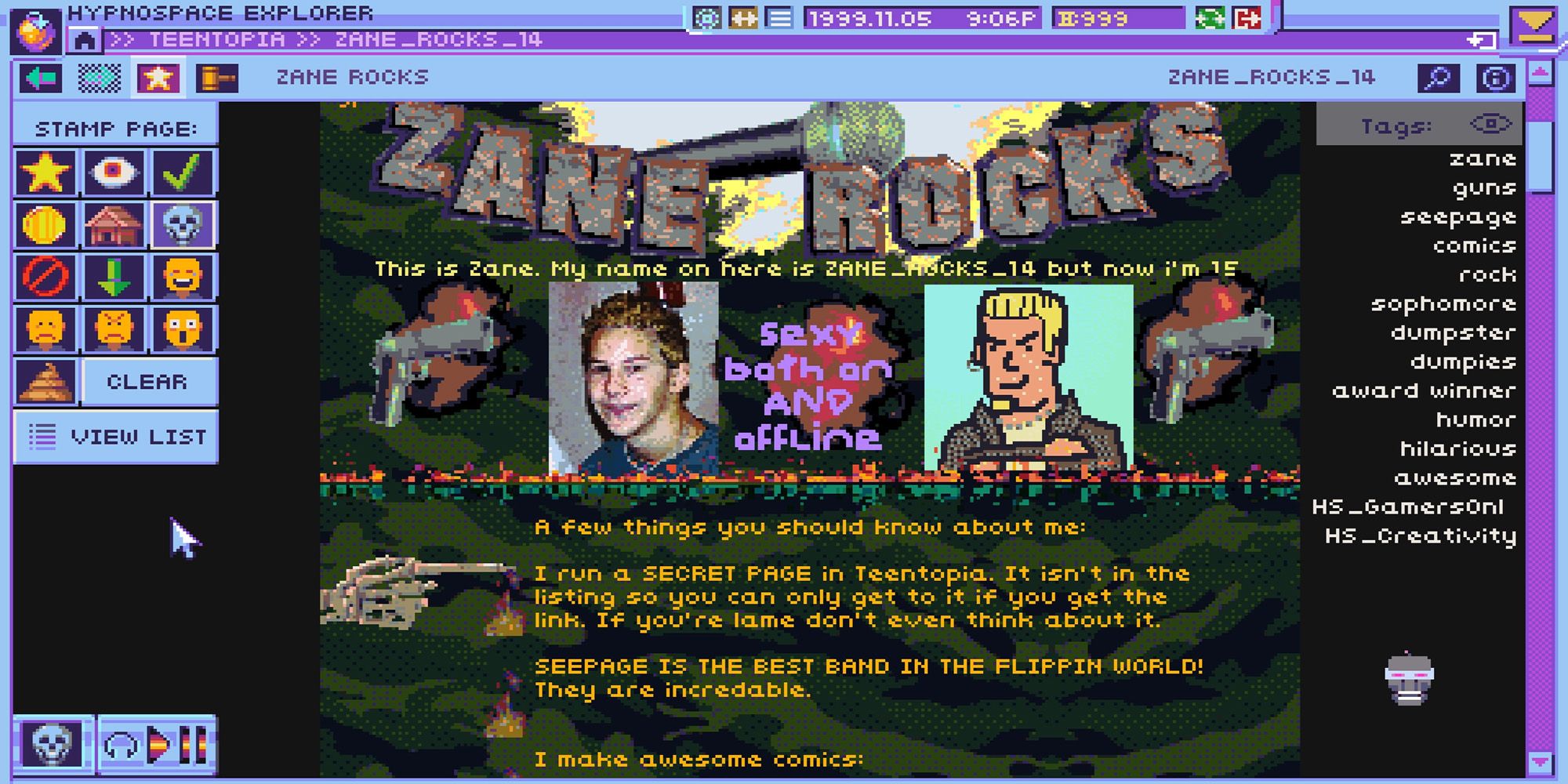 The player looks at the following web pages. 