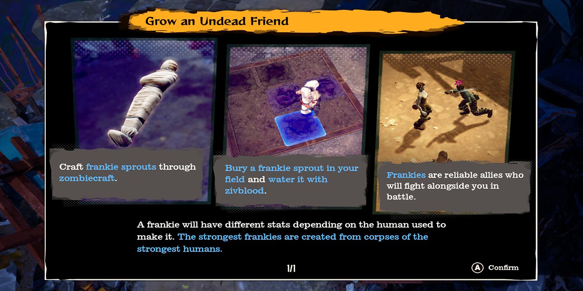 The Grown An Undead Friend tutorial teaches players how to farm Frankies in Deadcraft.
