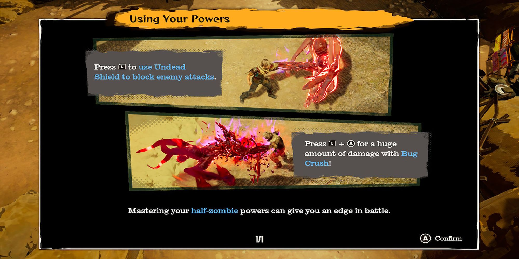 The "Using Your Powers" tutorial explains Reid's Undead Shield and Bug Crush in Deadcraft.