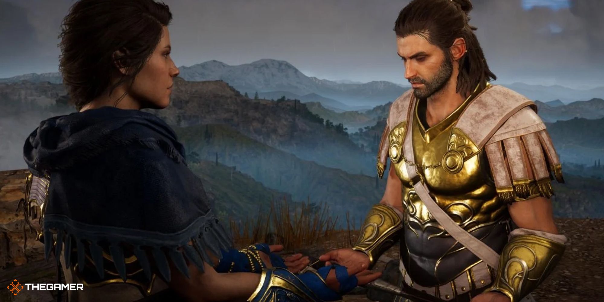 Deimos and Kassandra holding their hands.