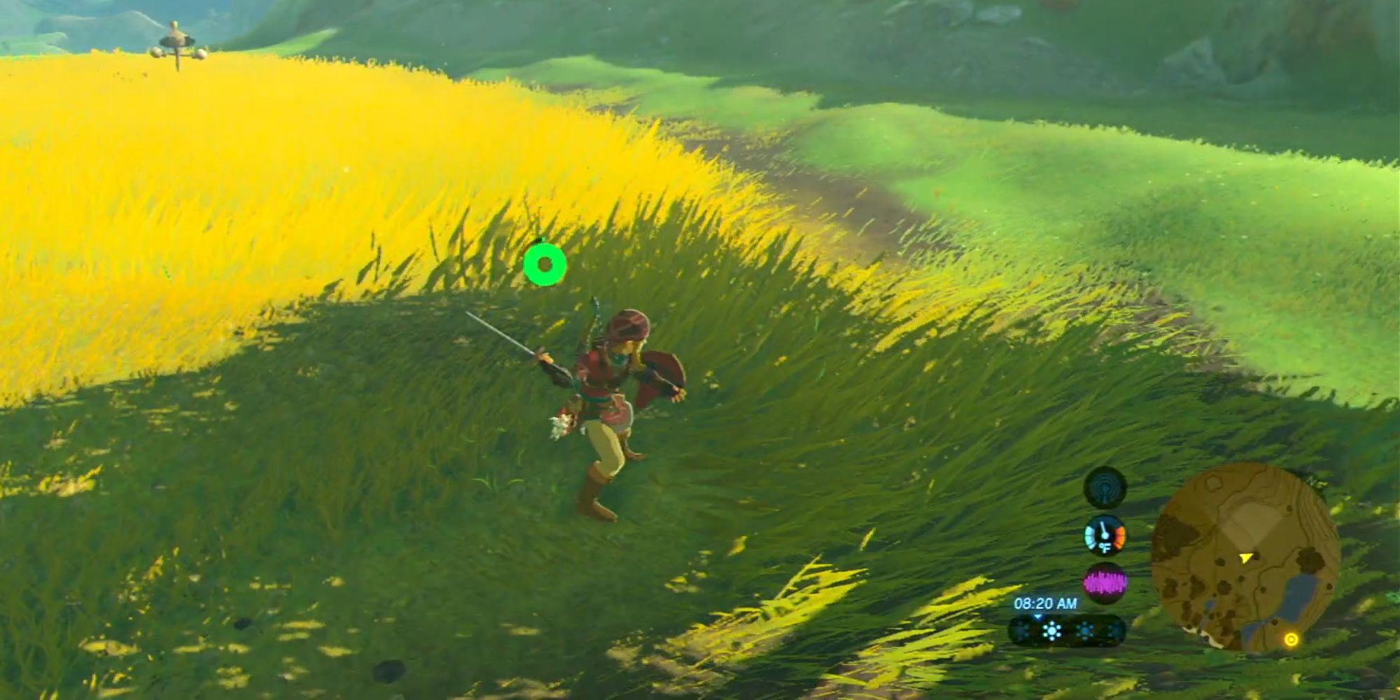 link cutting grass with a sword spin attack