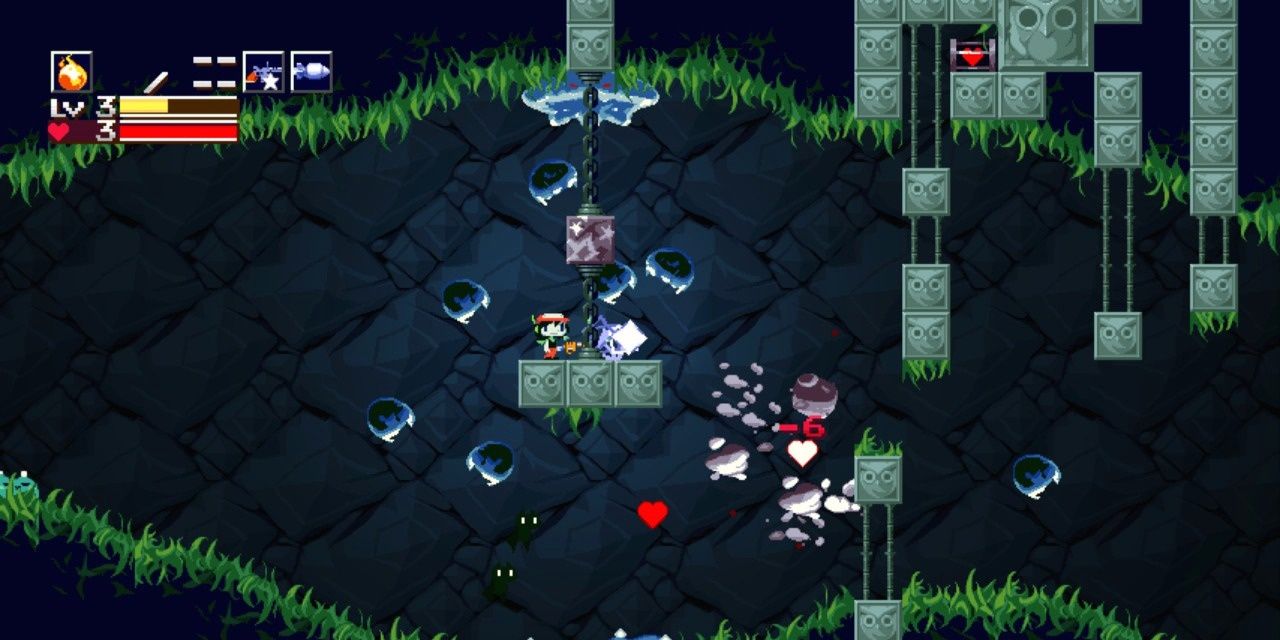 A screenshot showing gameplay in Cave Story