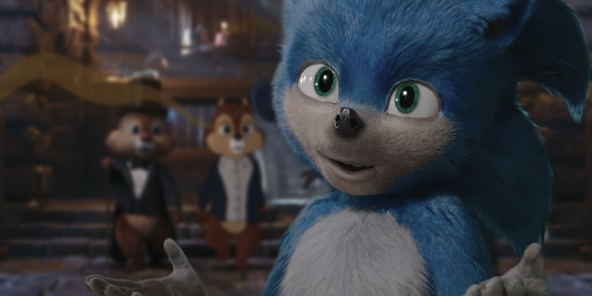 The scrapped 'Ugly Sonic' movie design has a cameo in the new Chip 'n Dale  film