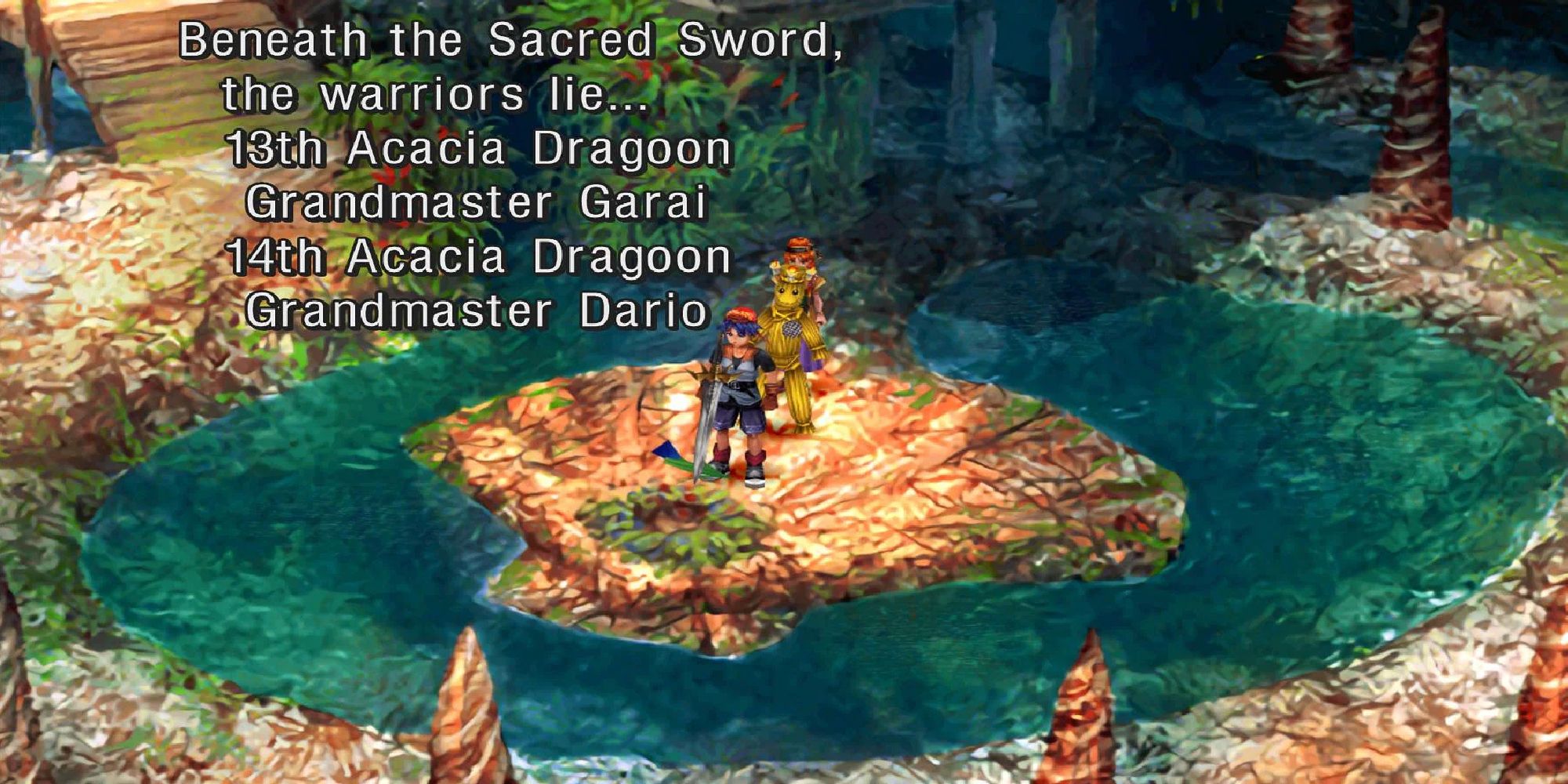 Serge reads the writing on Dario's grave in Chrono Cross