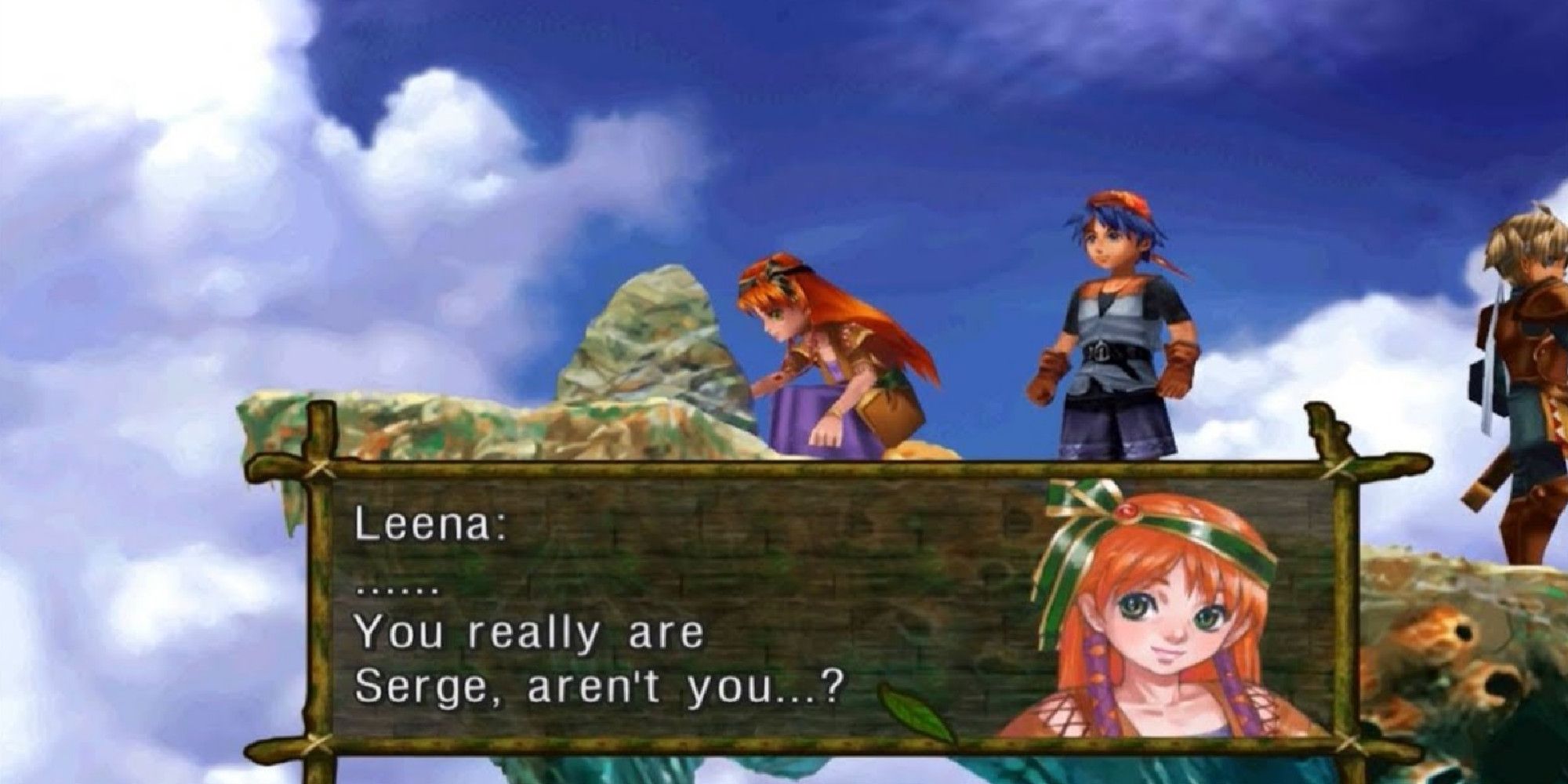 Leena gazes at Serge's mural and realizes that he is who he says he is in Chrono Cross