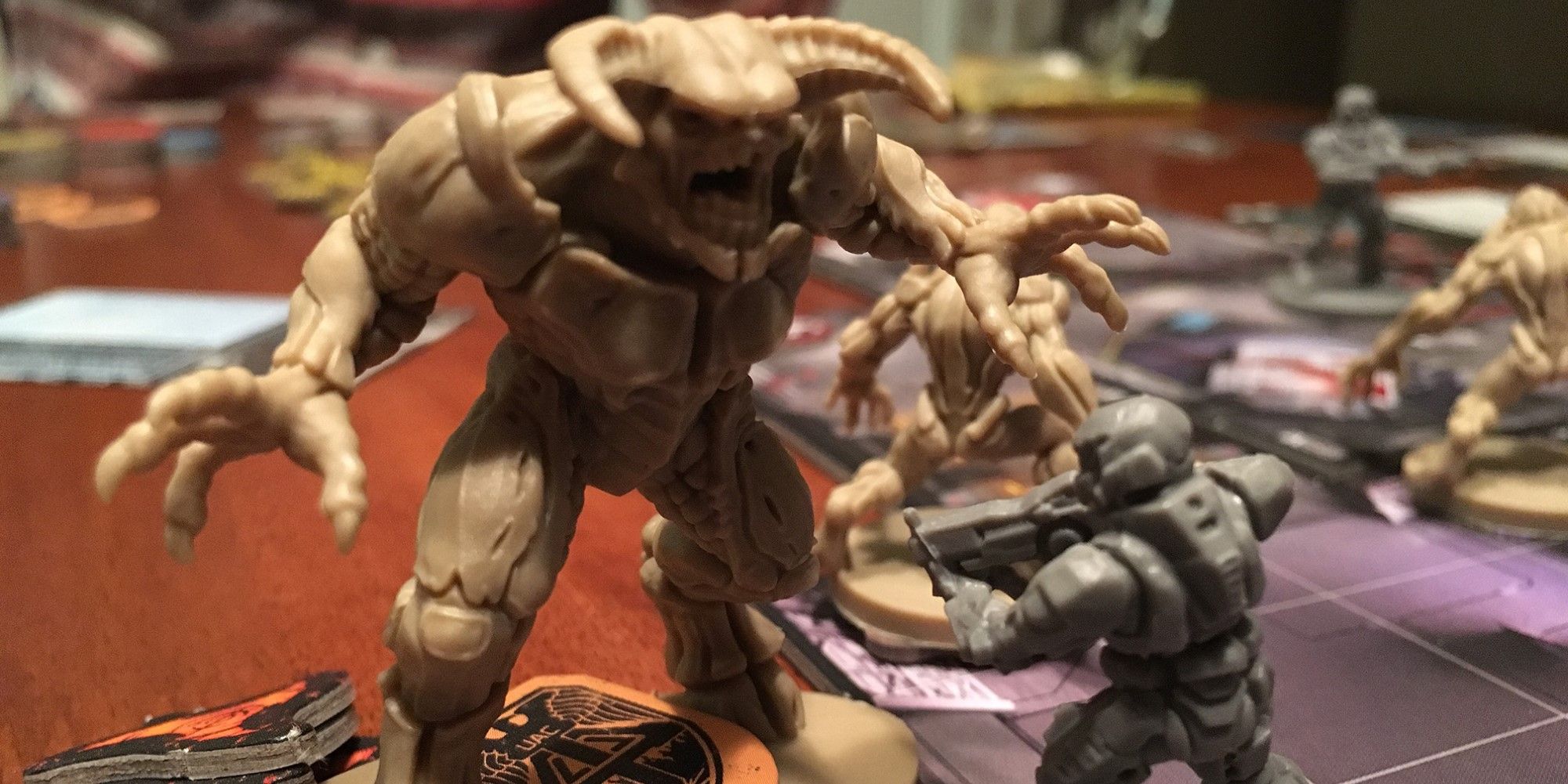 doom board game marine piece and demon piece