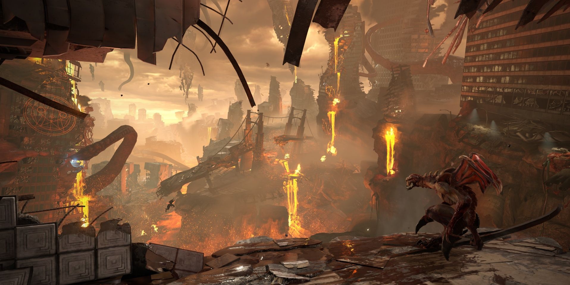 A scene showing Hell on Earth in Doom Eternal