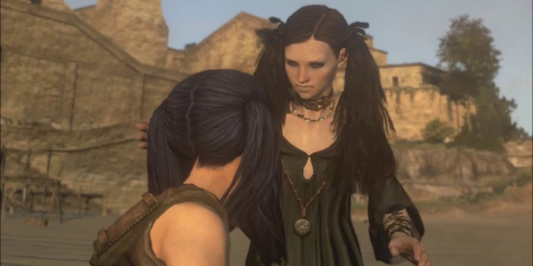 dragon's dogma two characters looking at each other