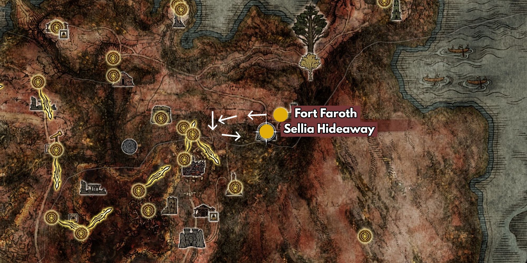 elden ring how to get to sellia hideaway from fort faroth on map
