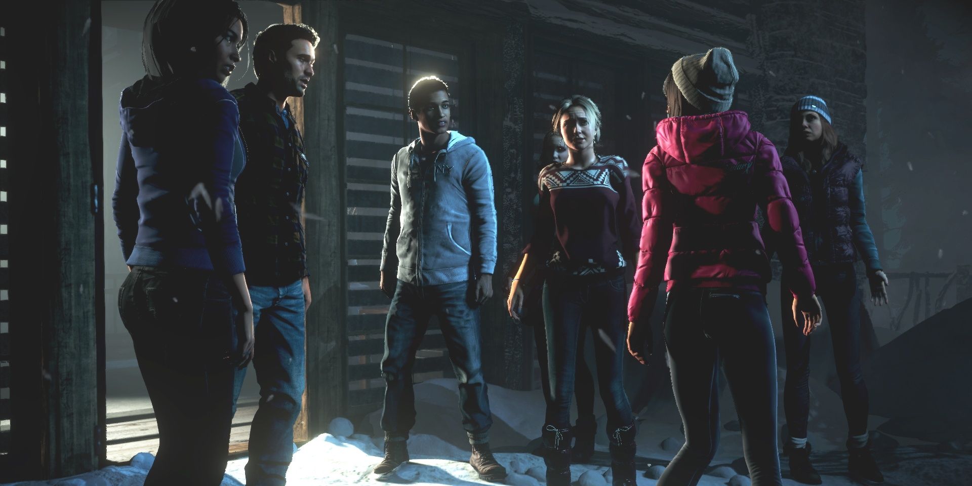 Main Characters of Until Dawn from left to right: Emily, Michael, Matthew, Sam, Hannah, and Ashley