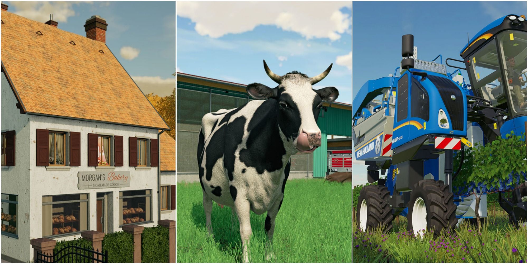 farming simulator 22 bakery, cow, and farm machine featured