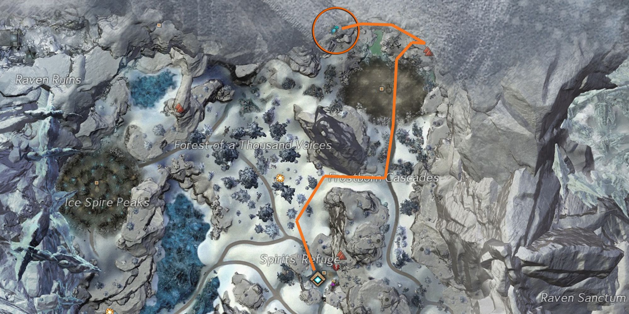 frozen waterfall insight map location