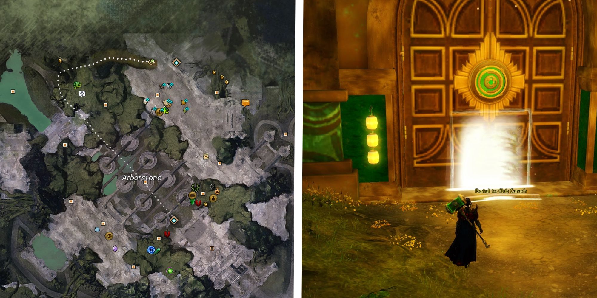 image of arborstone map next to image of club canach portal