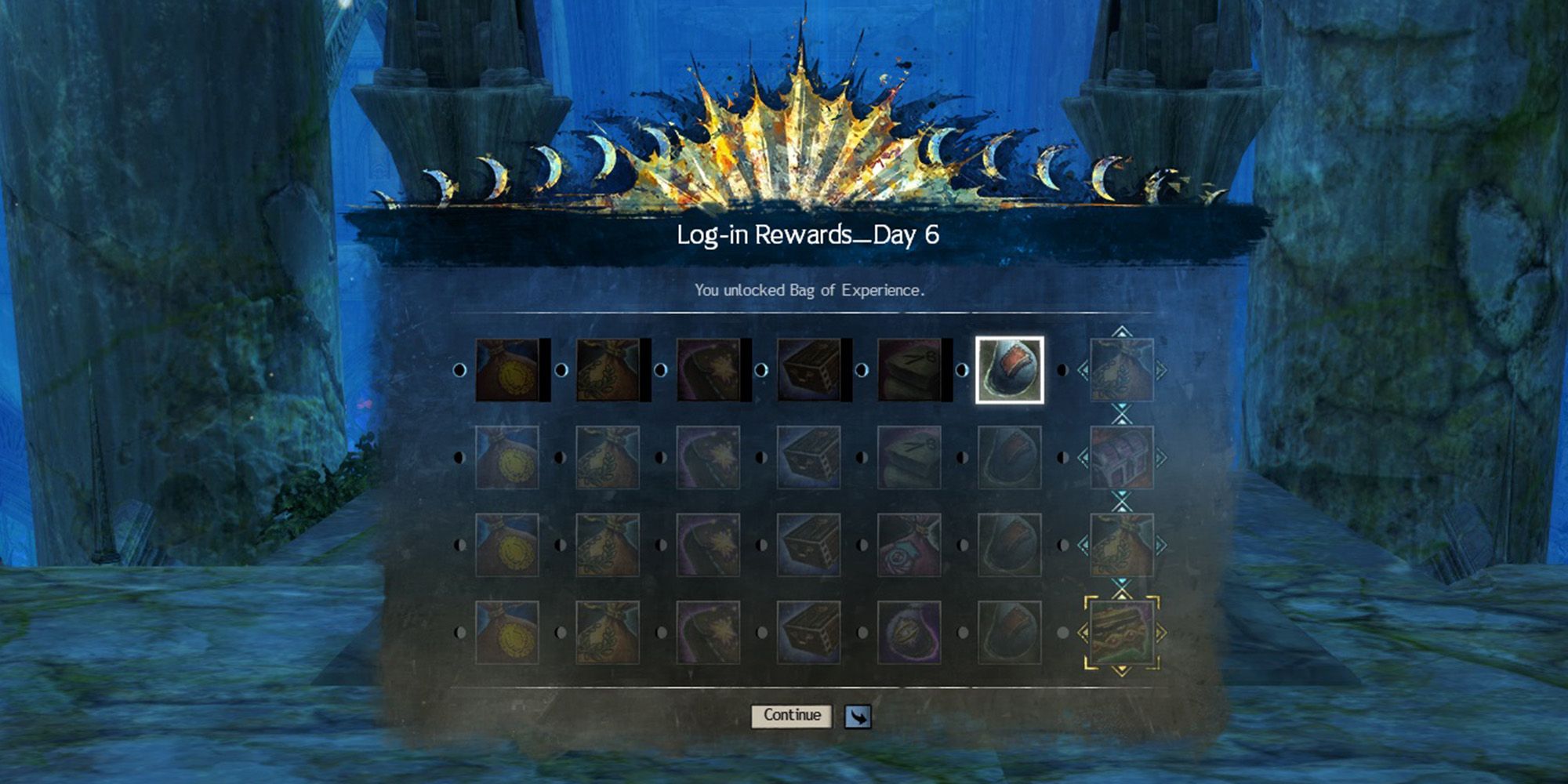 log in rewards screen upon logging in
