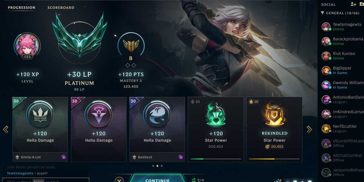 League of Legends End Of Game Screen Progression Challenges