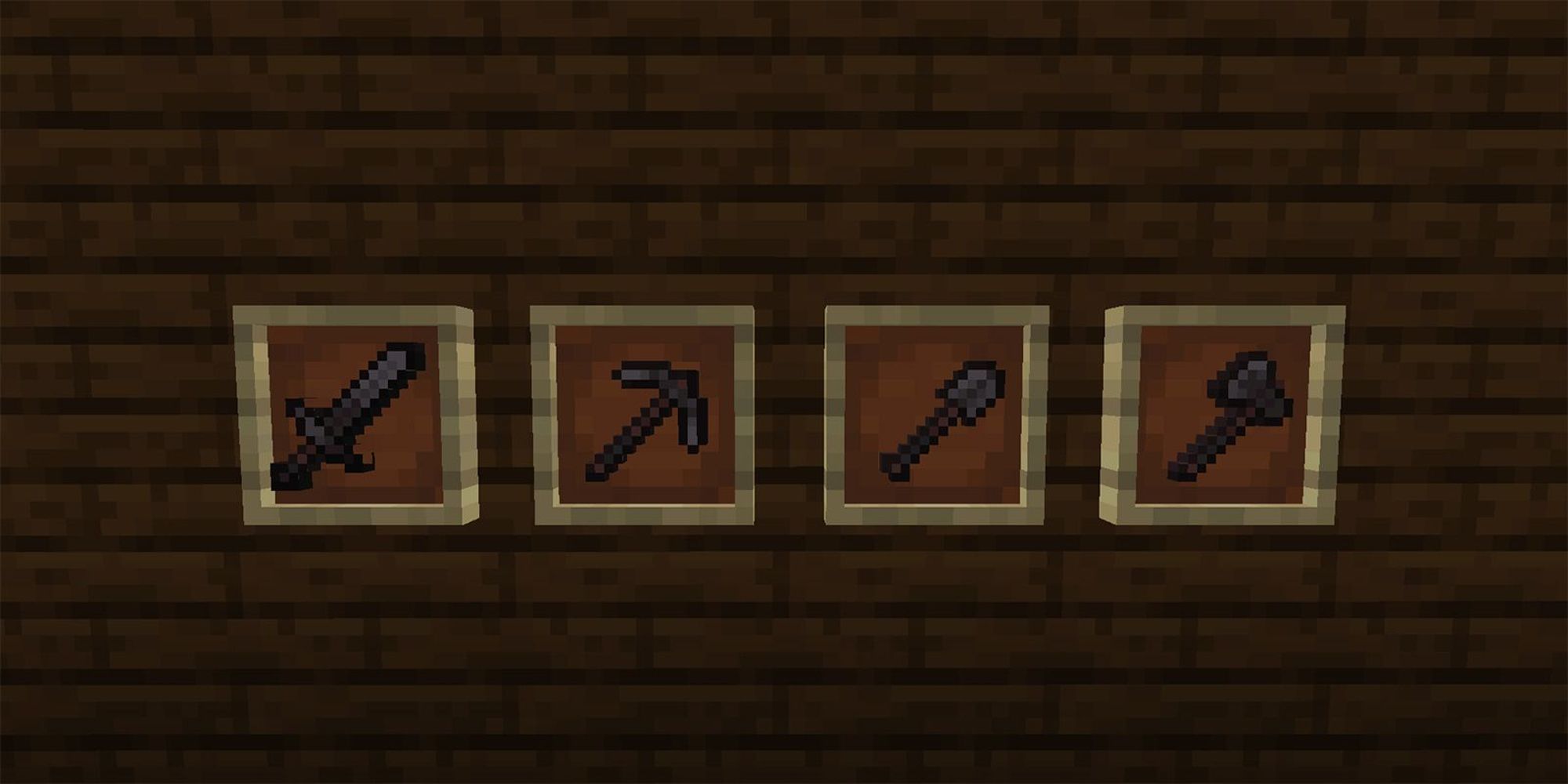 netherite tools in wall frames