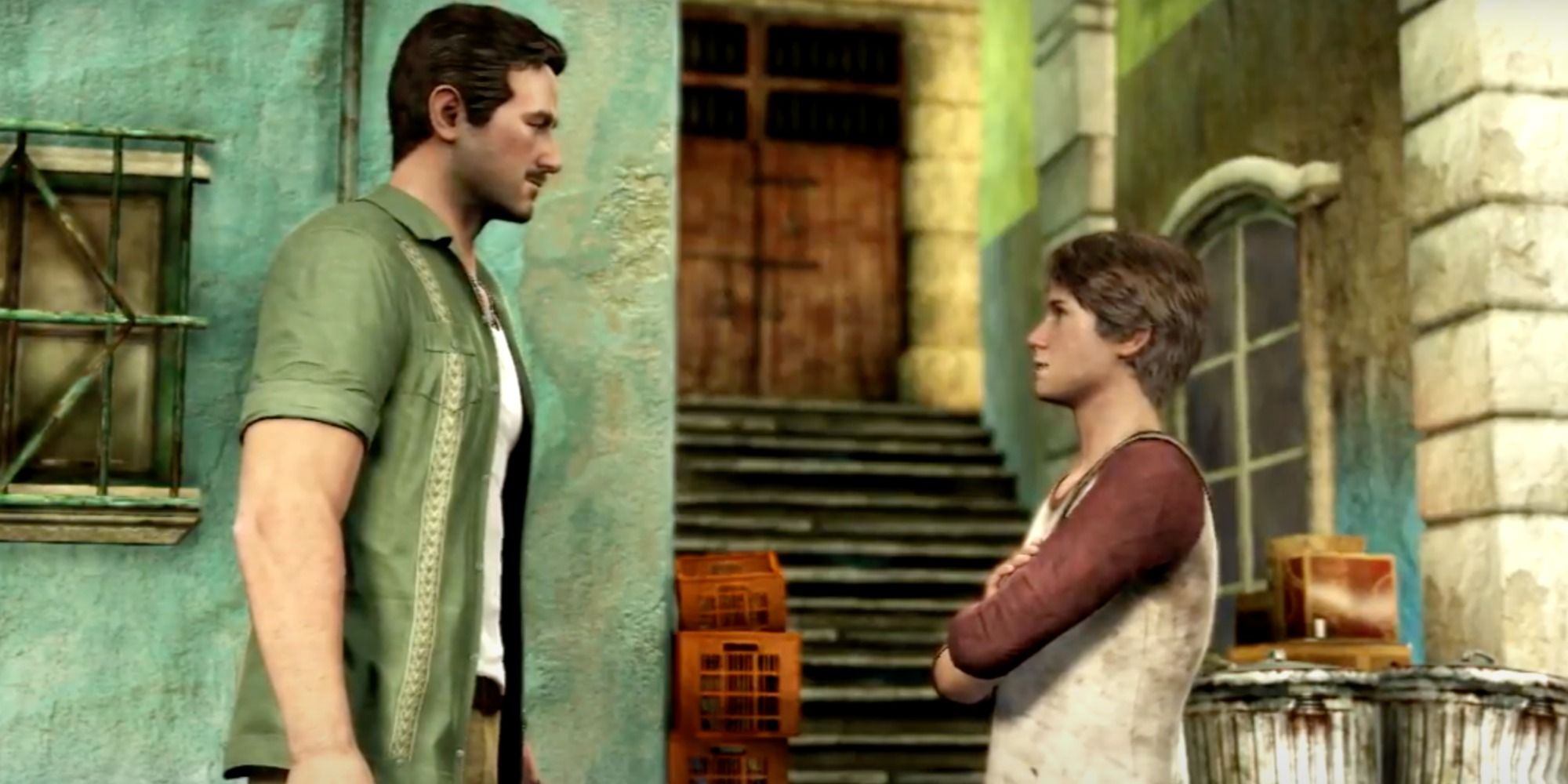 Nathan Drake and Sully meeting for the first time in Uncharted 3