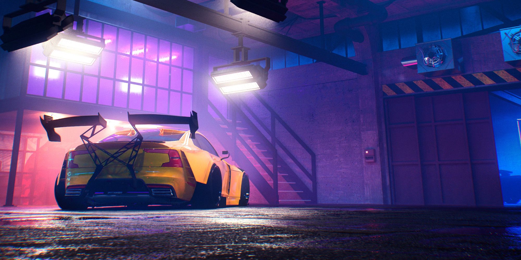 ned for speed heat yellow car in purple garage