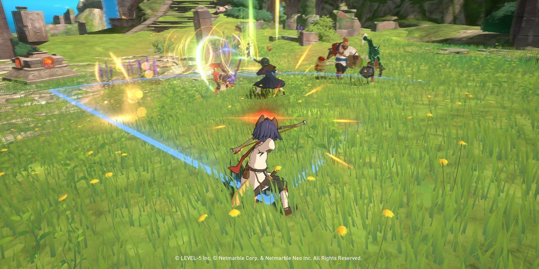 A screenshot showing a battle in Ni no Kuni: Cross Worlds