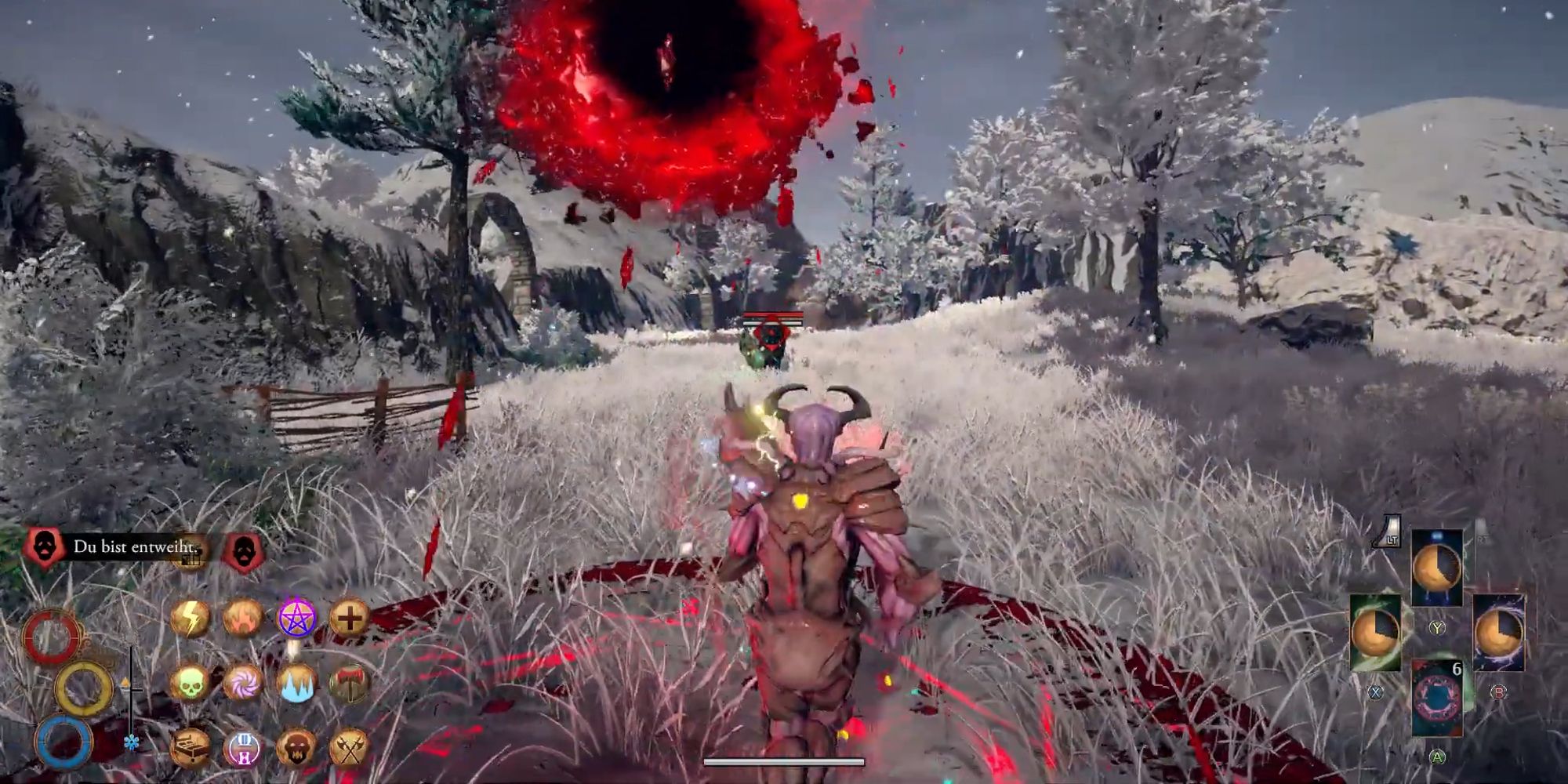 player standing in a blood sigil