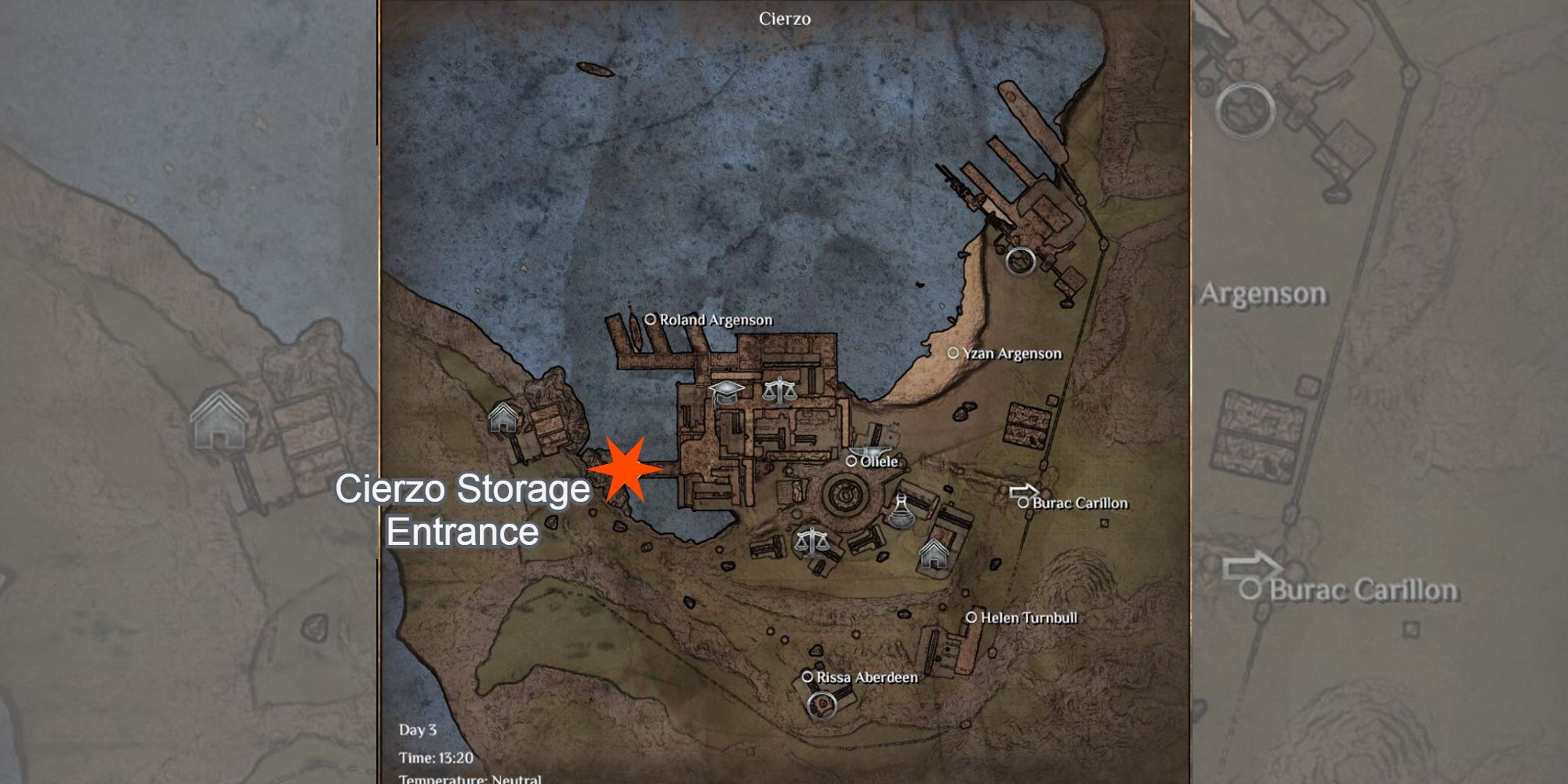 cierzo storage location on map