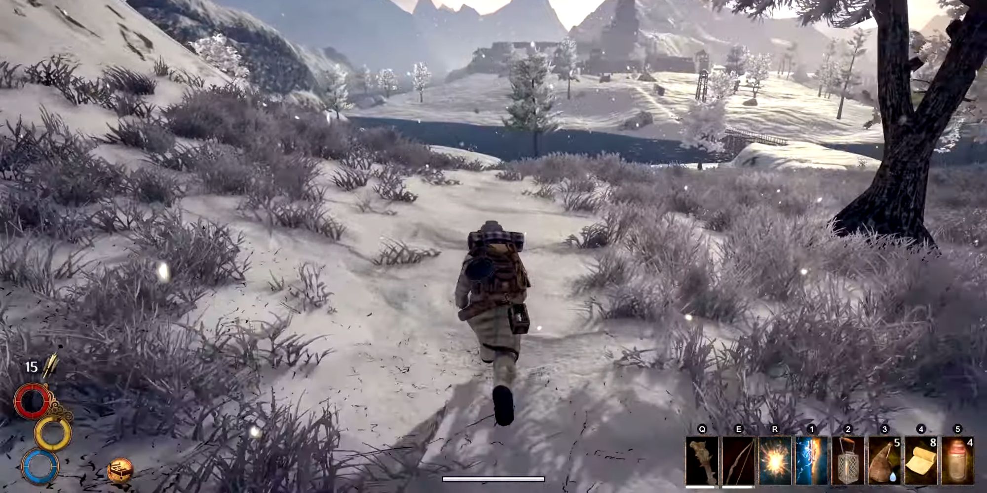 player running through snow