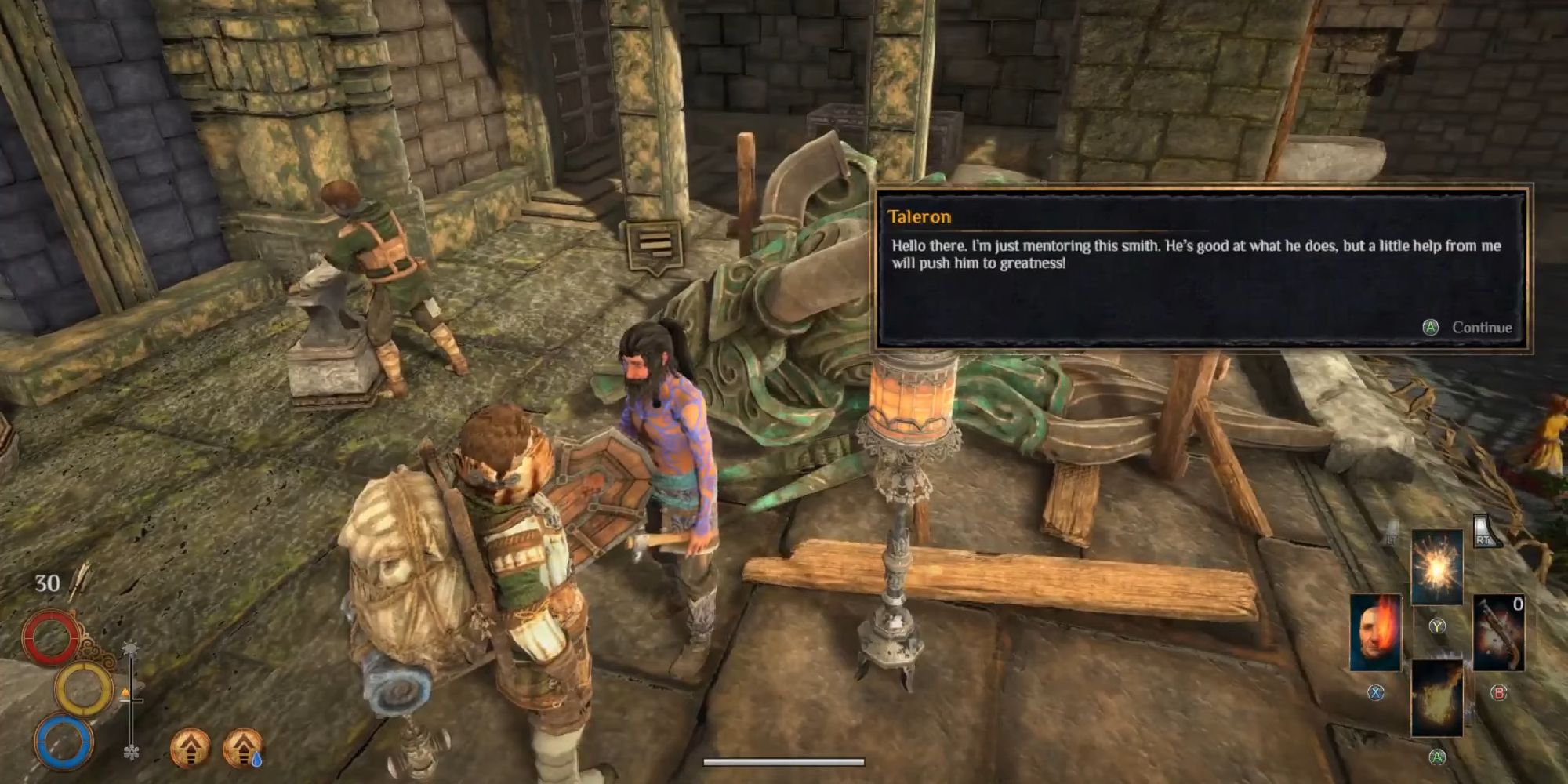 player speaking to taleron