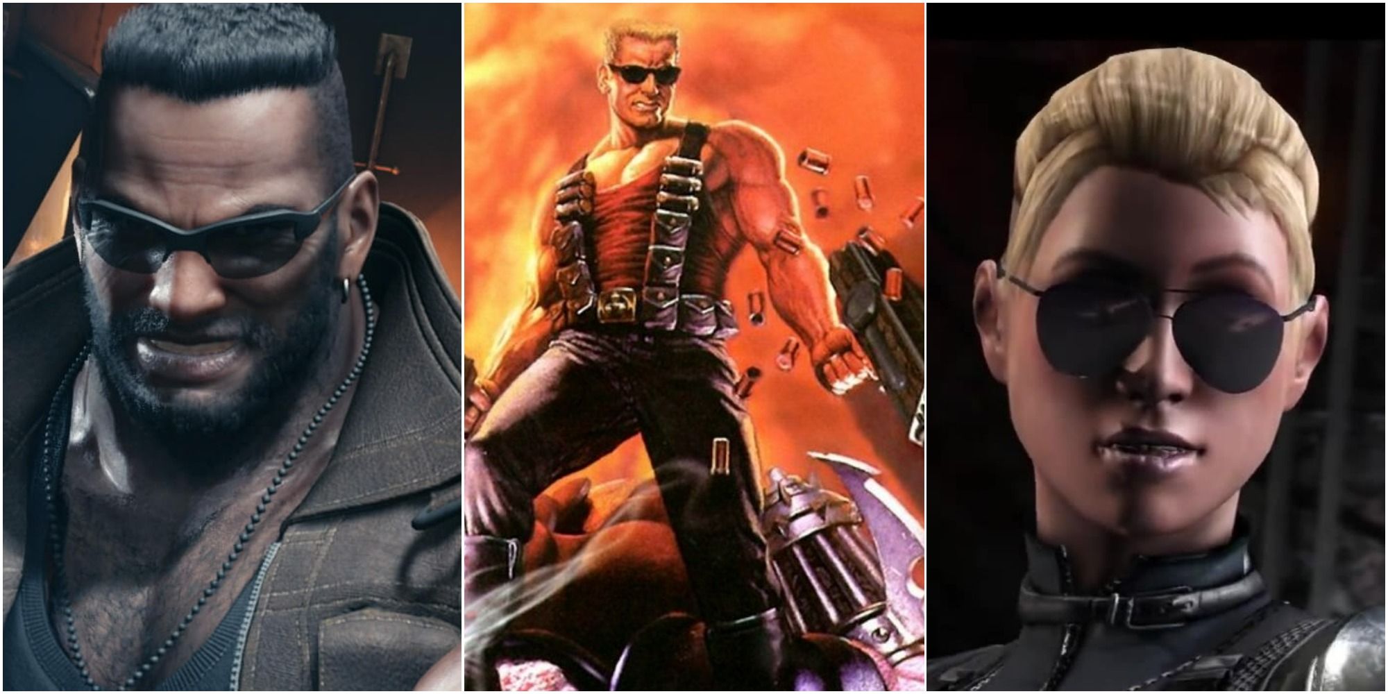 Wallace, Duke Nukem and Cage wearing sunglasses.