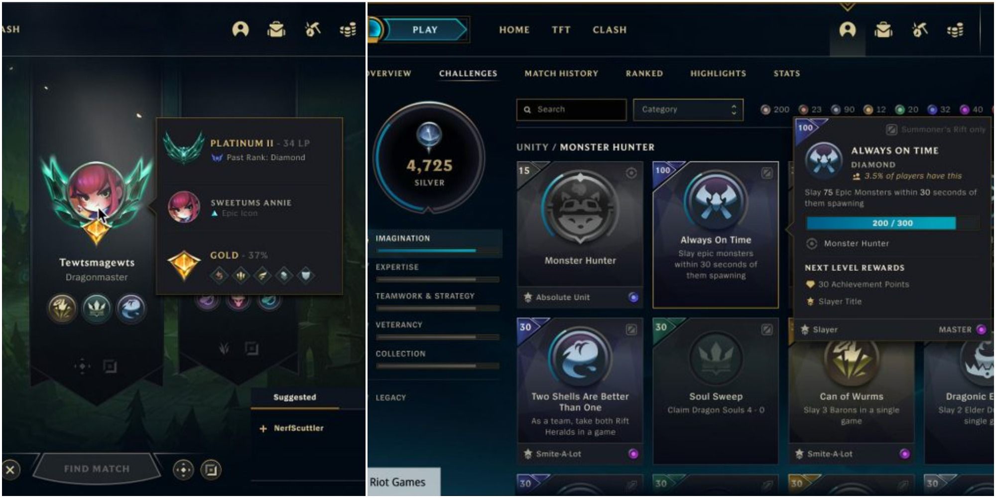 League of Legends Challenge Profile Tab Lobby Game 