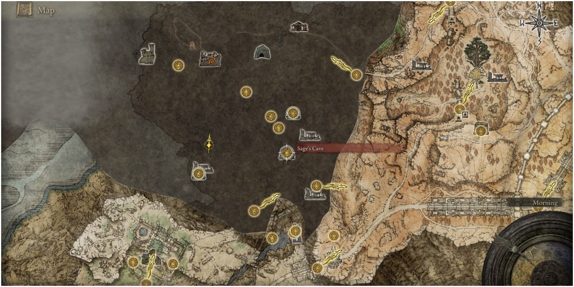 Elden Ring Necromancer Garris is located in Sage's Cave