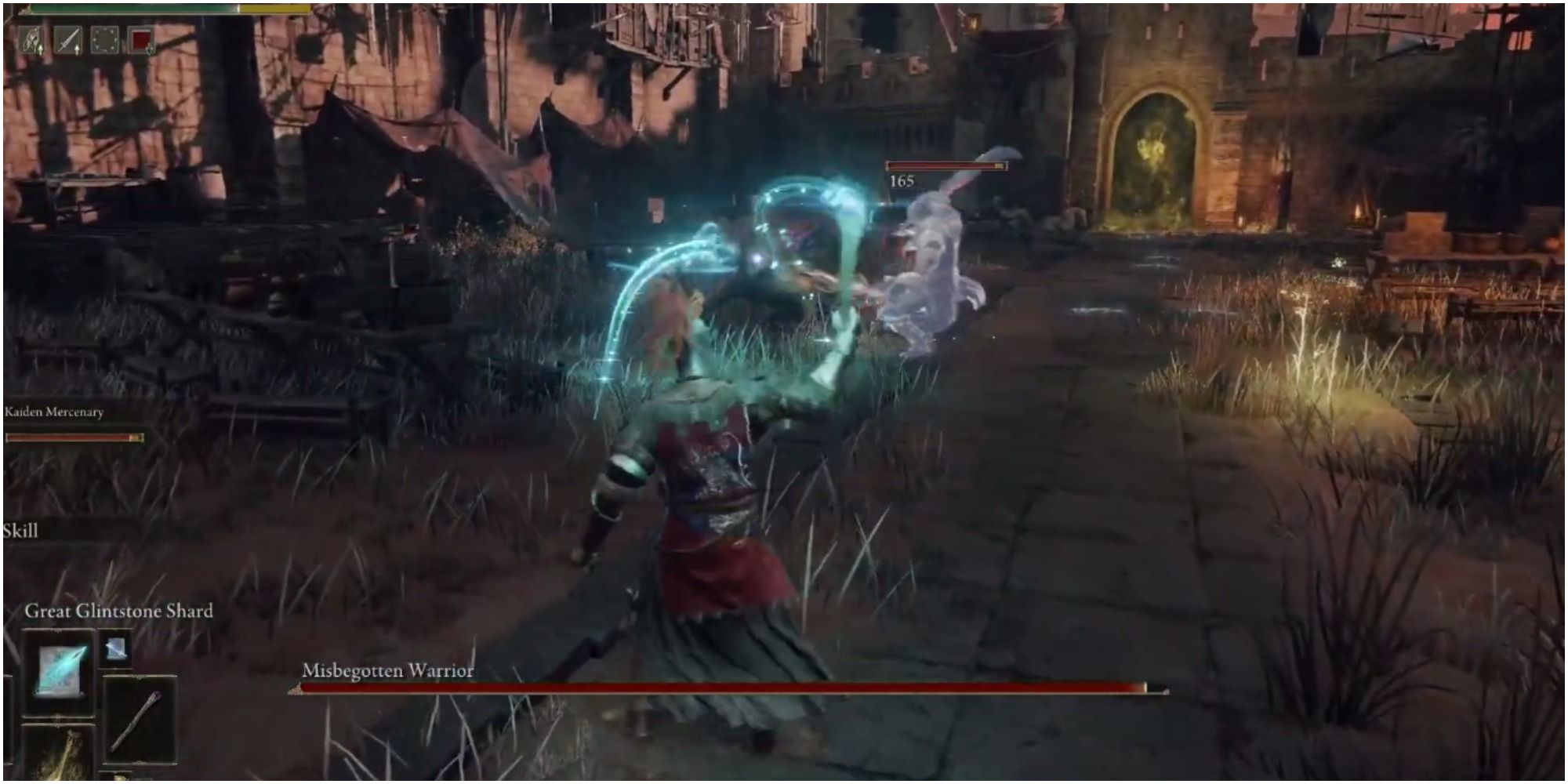 The player using Sorcery to attack the boss.