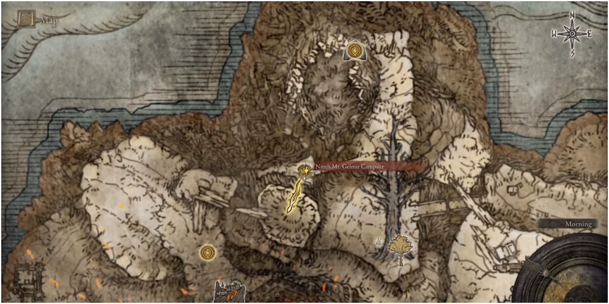 The map showing the location of the boss.