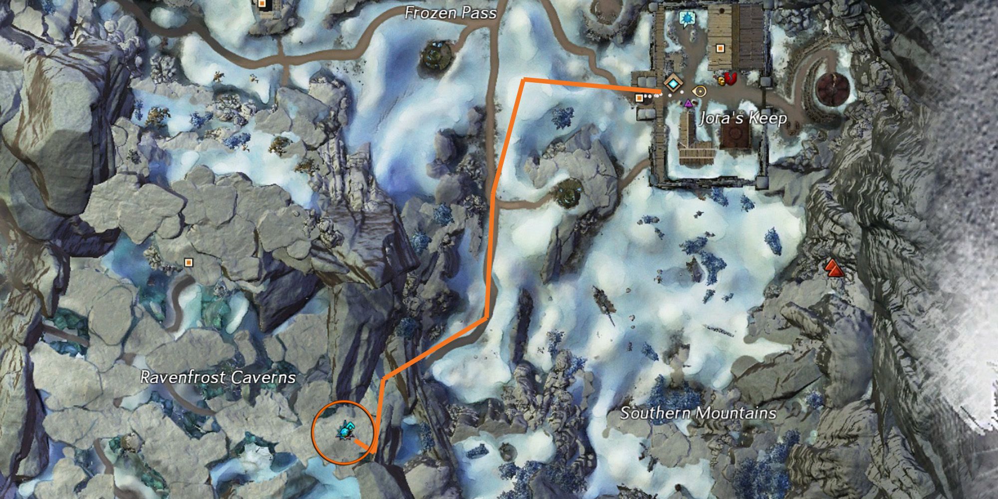 ravenfrost caverns insight map location