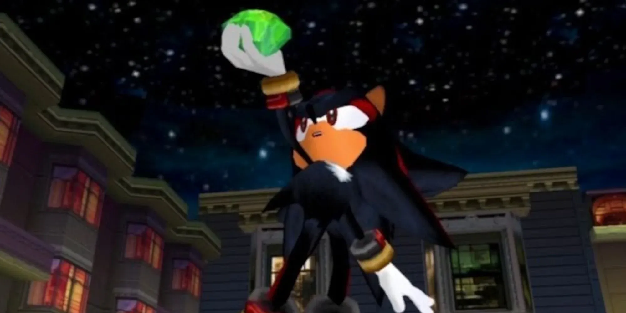 shadow in sonic adventure 2 holding a chaos emerald