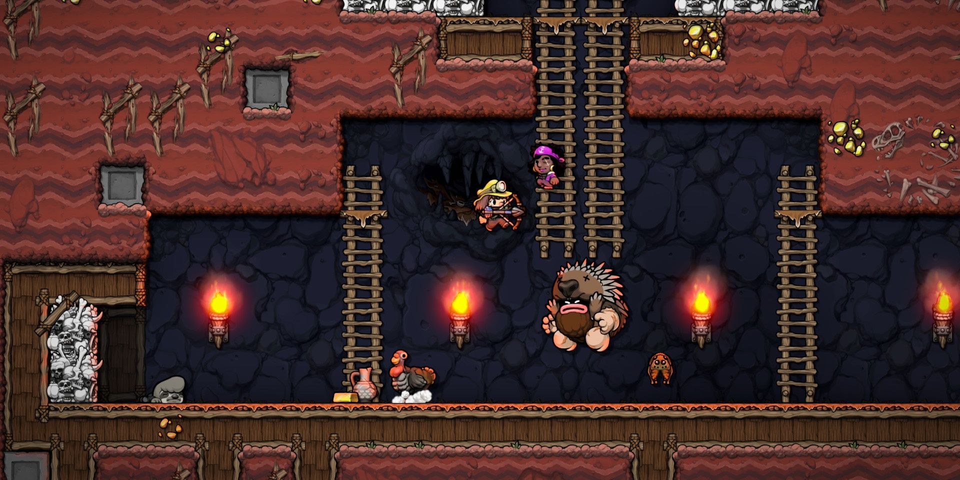A screenshot showing gameplay in Spelunky 2