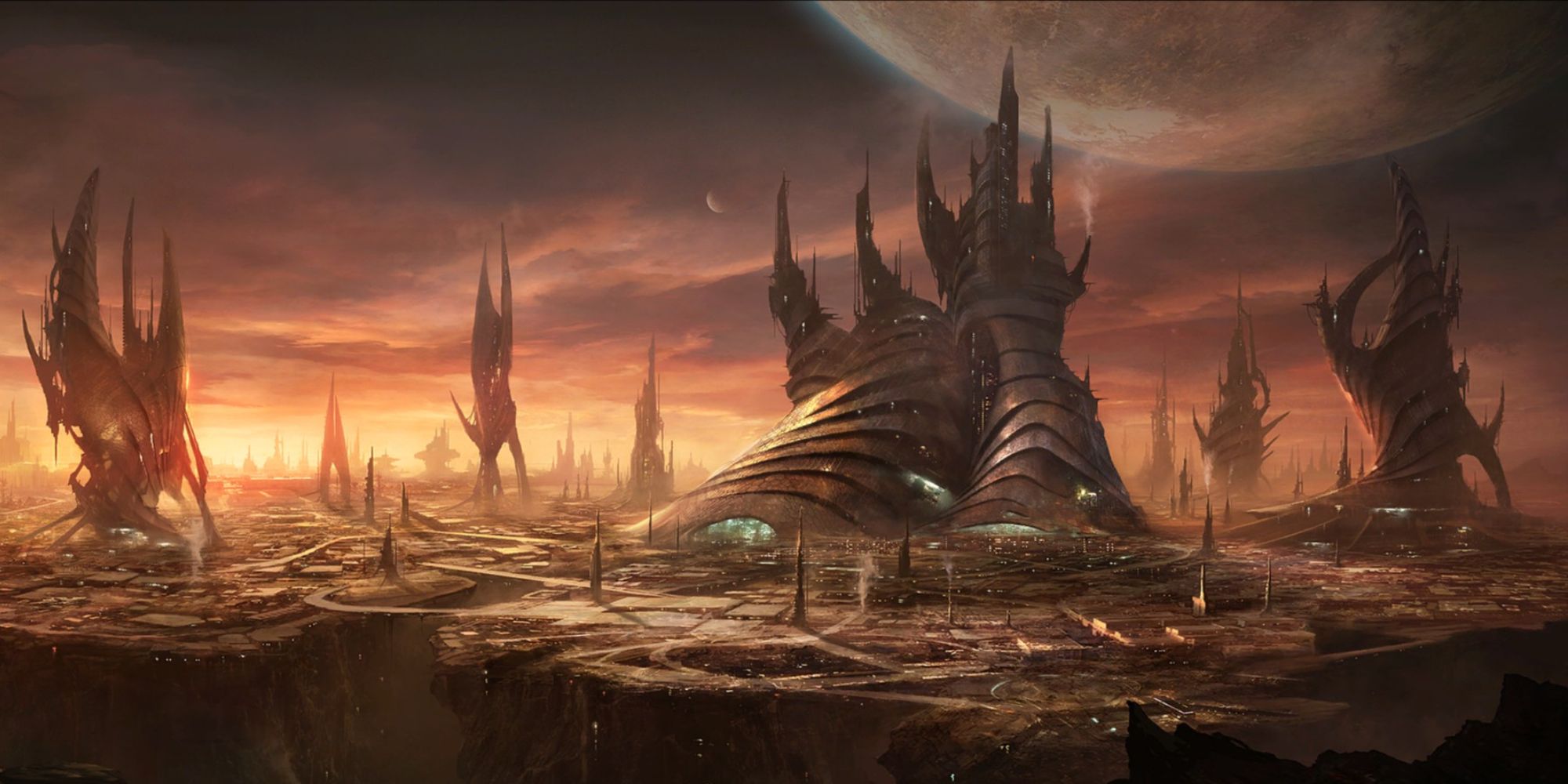 an alien planet from the loading screen of Stellaris