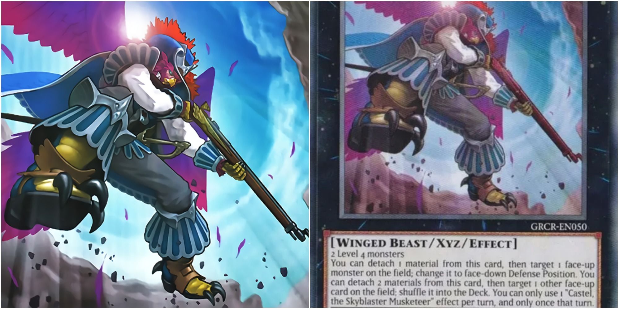 yugioh Castel, the Skyblaster Musketeer card art and text