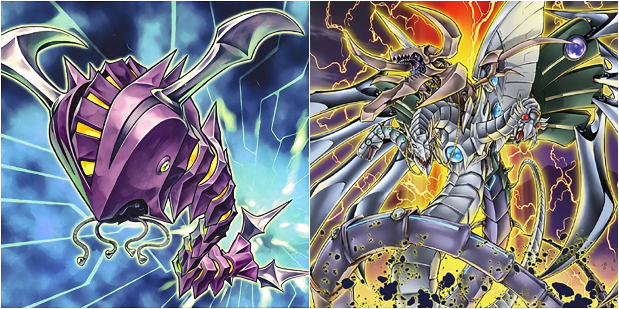 yugioh Cyberdark Cannon and Cyberdark End Dragon card artworks