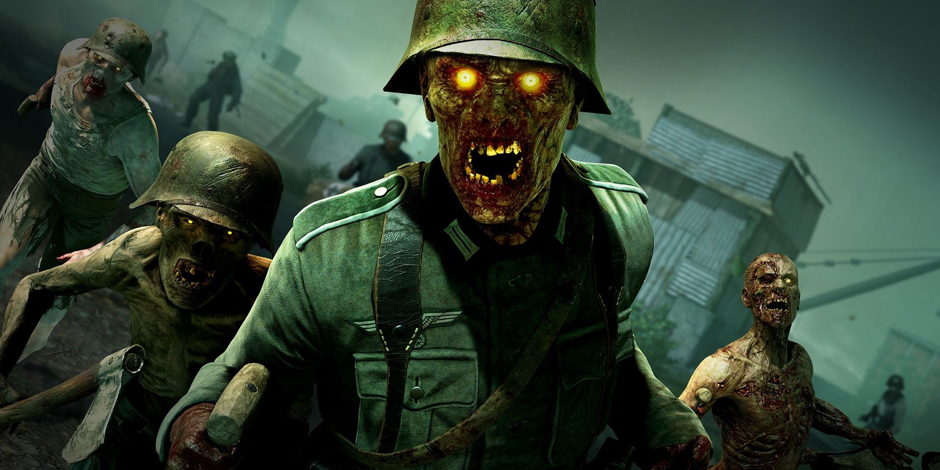 A screenshot showing a zombie officer and some grunts in Zombie Army 4: Dead War