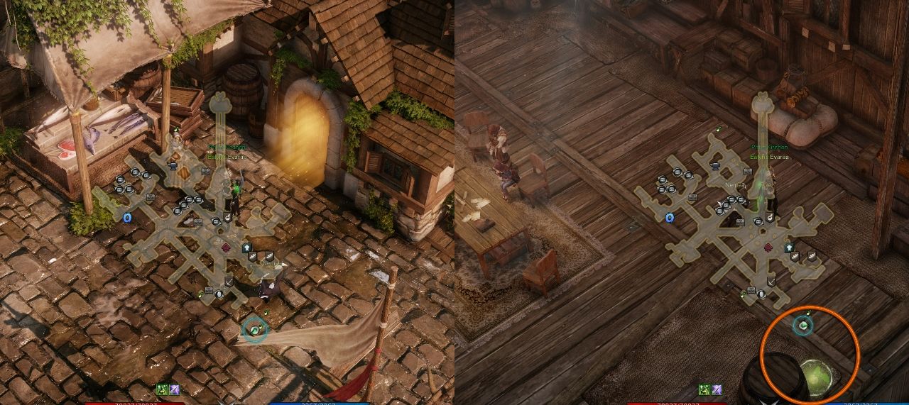 Lost Ark split image of Atropos Island Mokoko seed 3 hidden entrance and location with minimap open