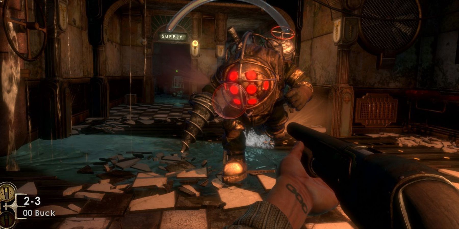 Shooting an enemy in BioShock