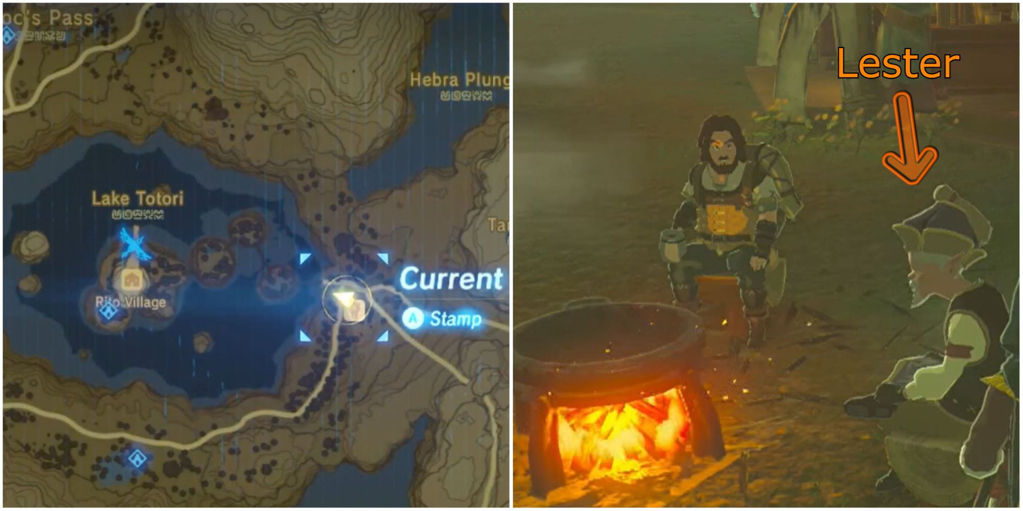 Breath Of The Wild Split Image Showing Lester Location