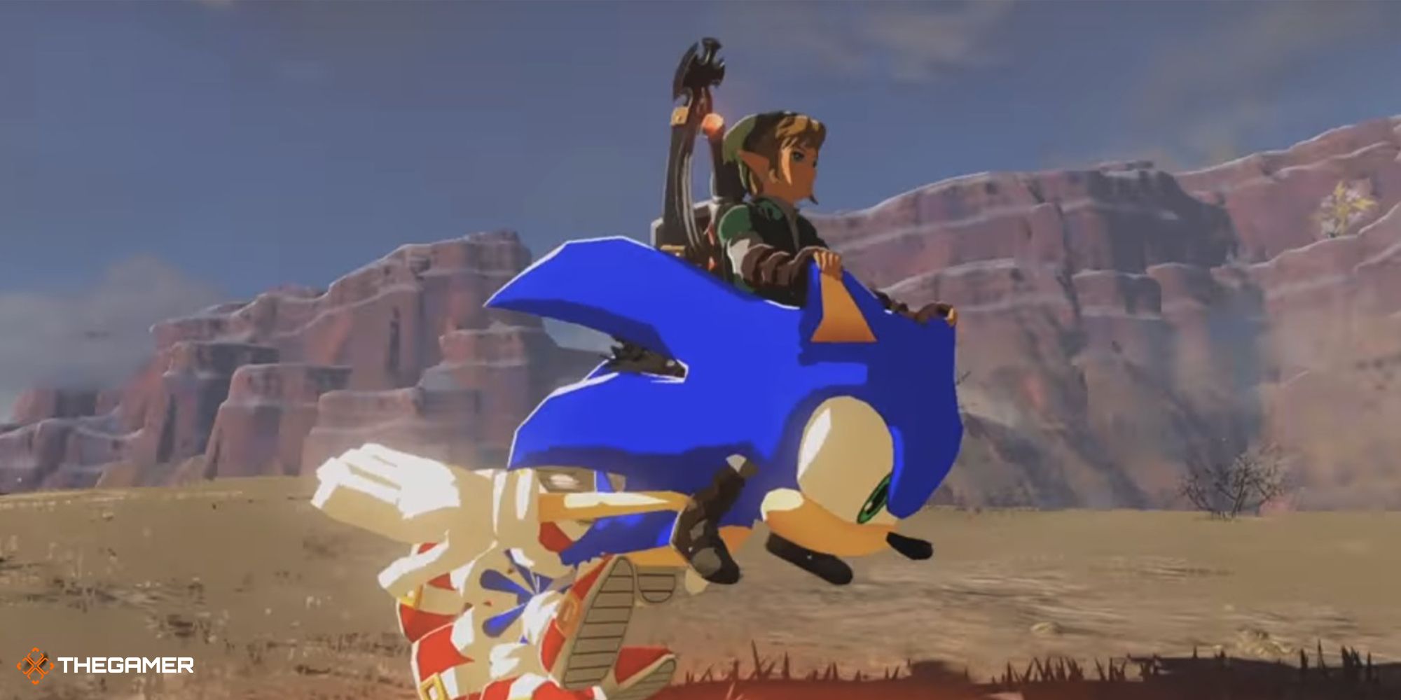 Breath of the wild - link riding Sonic the Hedgehog instead of his motorcycle