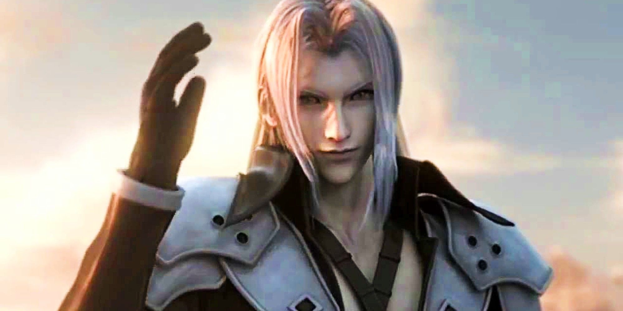 CCFF7 Sephiroth being creepy and friendly waving to camera